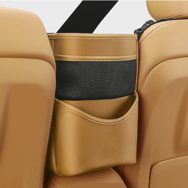 PU Leather Car Seat Gap Organizer – Hanging Storage Bag Between Front Seats - Delicate Leather