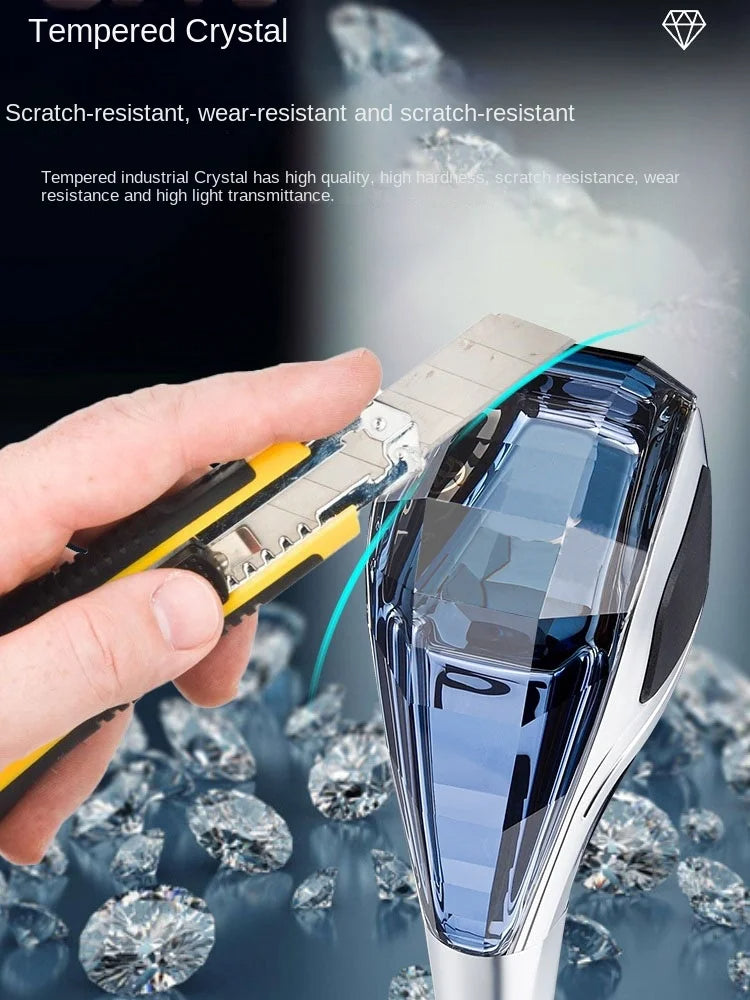 Universal Crystal LED Gear Shift Knob | Stylish Car Gear Head with Illuminated Design (SP17) - Delicate Leather