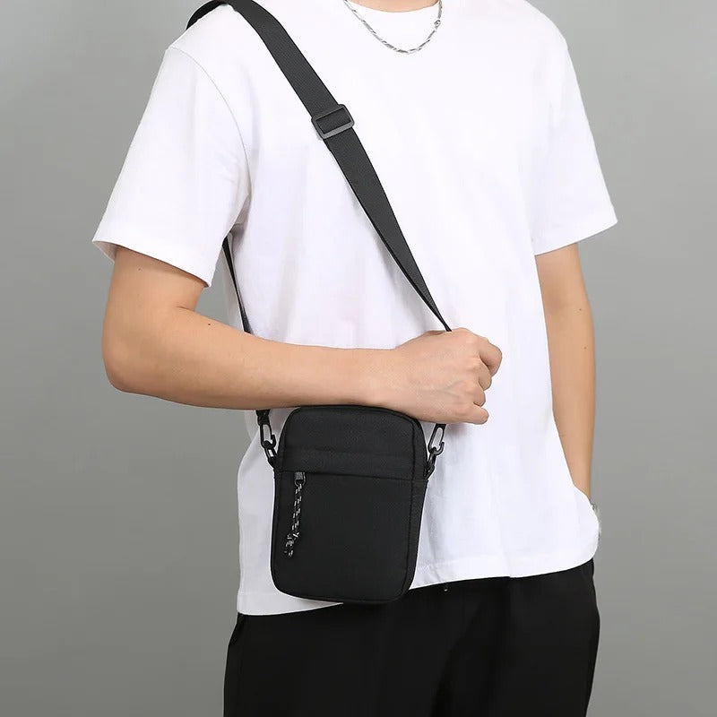 Simple Casual Mini Crossbody Bag Men's Nylon Small Shoulder Bag For Men Oxford Messenger Phone Side Sling Bag Husband Chest Pack - Delicate Leather