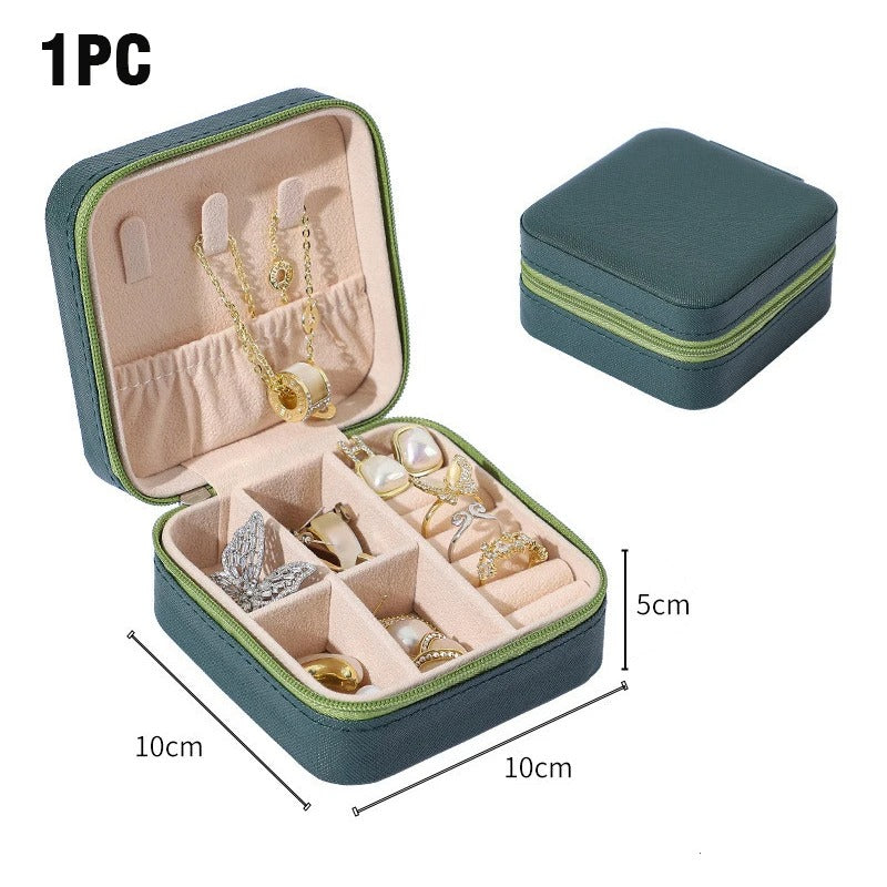 Double Layer PU Leather Portable Travel Jewelry Box - Storage Organizer Packaging Case for Earrings, Rings, Necklaces - Delicate Leather