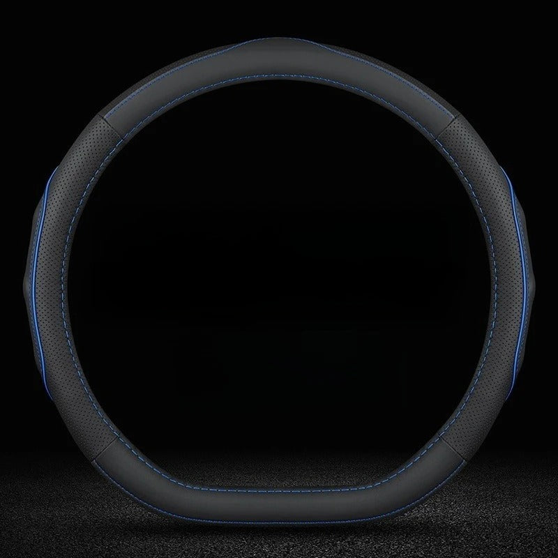 Genuine Leather Steering Wheel Cover – Anti-Slip Universal 38cm Interior Accessory - Delicate Leather