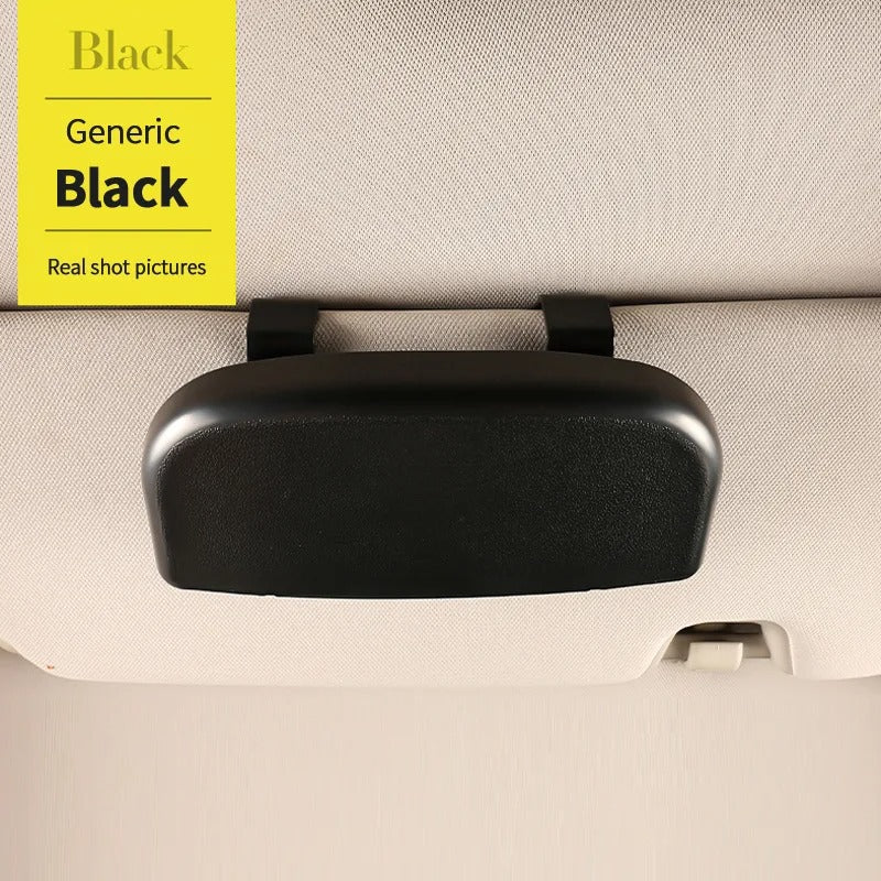 Car Sun Visor Glasses Holder – ABS Sunglasses Storage Case with Magnetic Closure - Delicate Leather