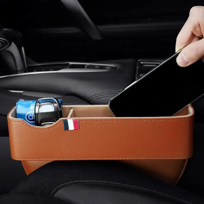 Leather Car Seat Gap Filler Universal Car Seat Gap Pockets Console Organizer Multi-Functional Crevice Storage Box Interior - Delicate Leather