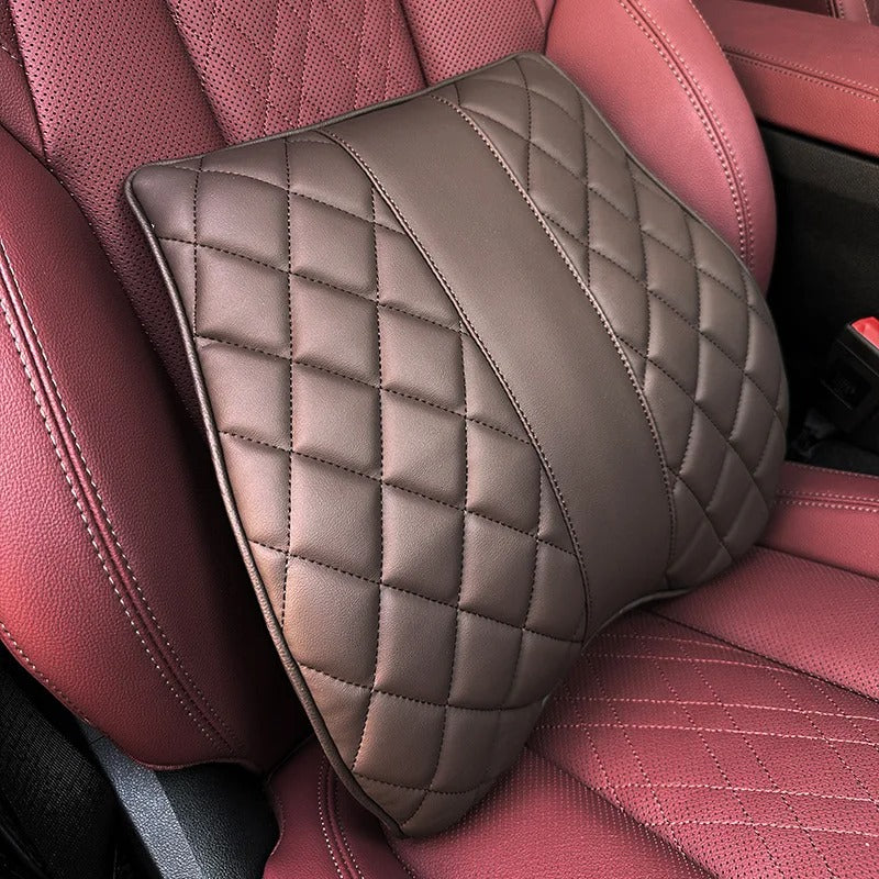 Car Lumbar Support Pillow – Memory Foam Cushion for Lower Back Comfort - Delicate Leather