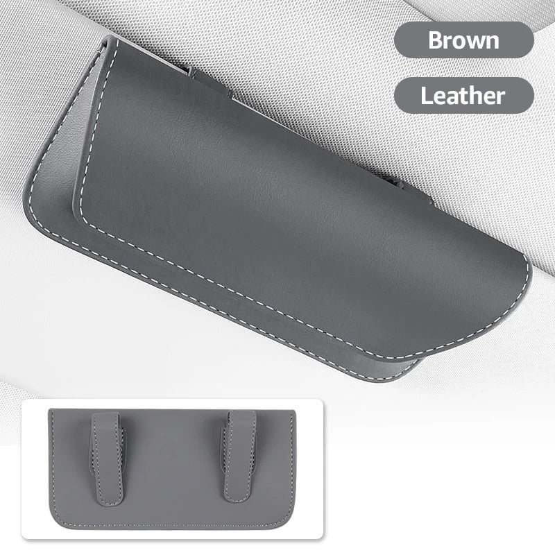 Car Glasses Eyeglasses Holder - Suede Sun Glasses Clip Storage - Leather Visor Organizer - Delicate Leather