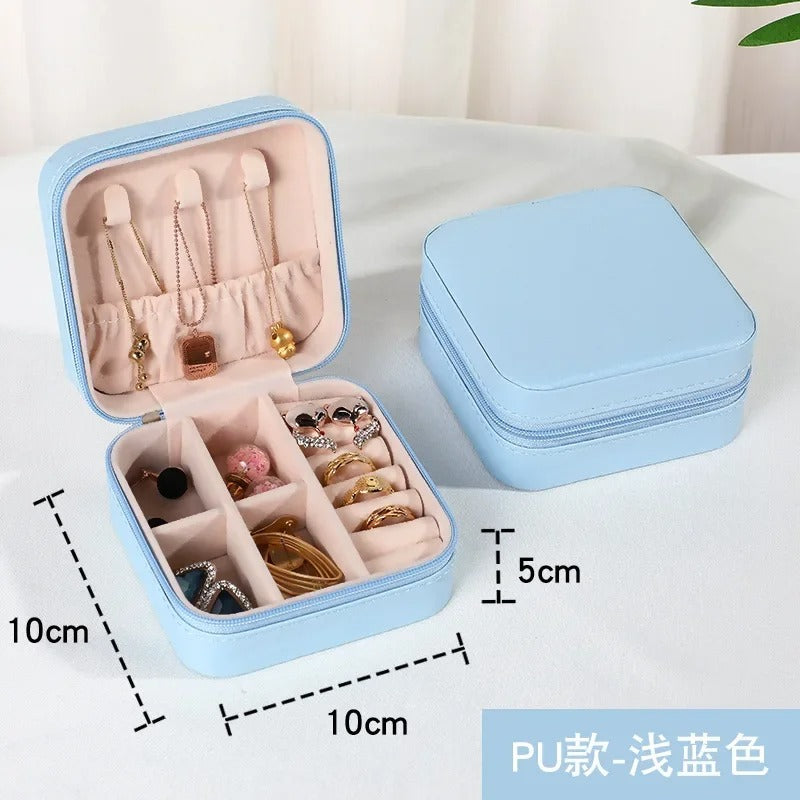Jewelry Storage Box Portable Jewelry Organizer for Earrings, Necklaces, Rings - Leather Storage Box