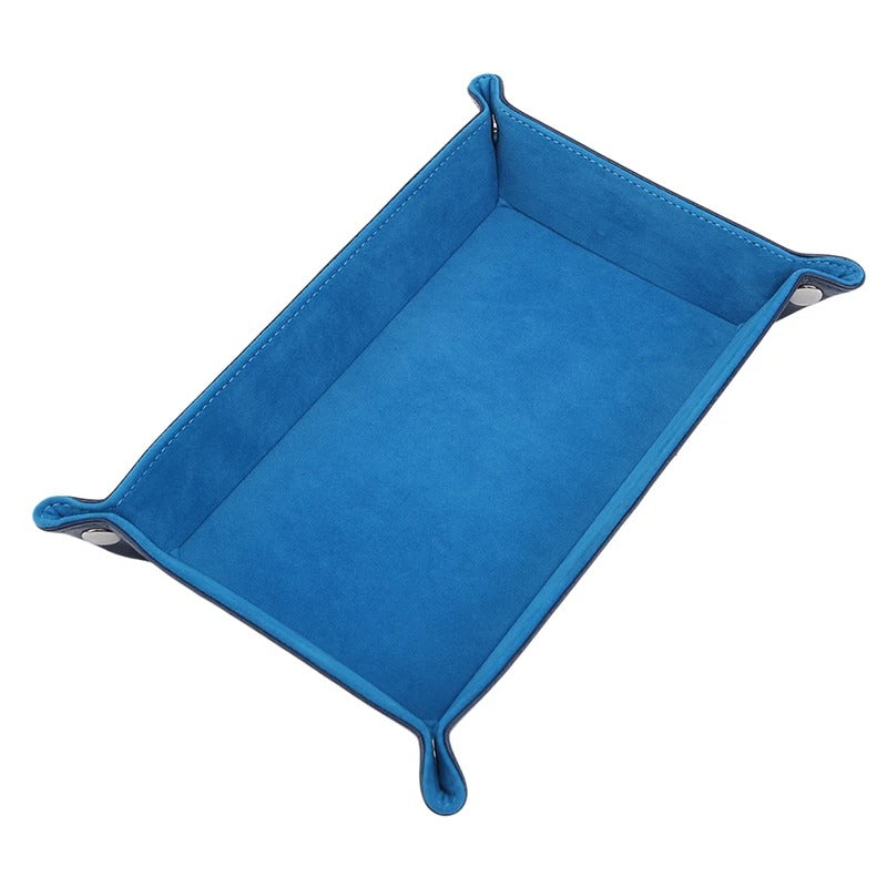 Creative Foldable Dice Tray Box - PU Leather Folding Coin Square Tray, Dice Game Key Coin Candy Jewelry Storage Box - Delicate Leather