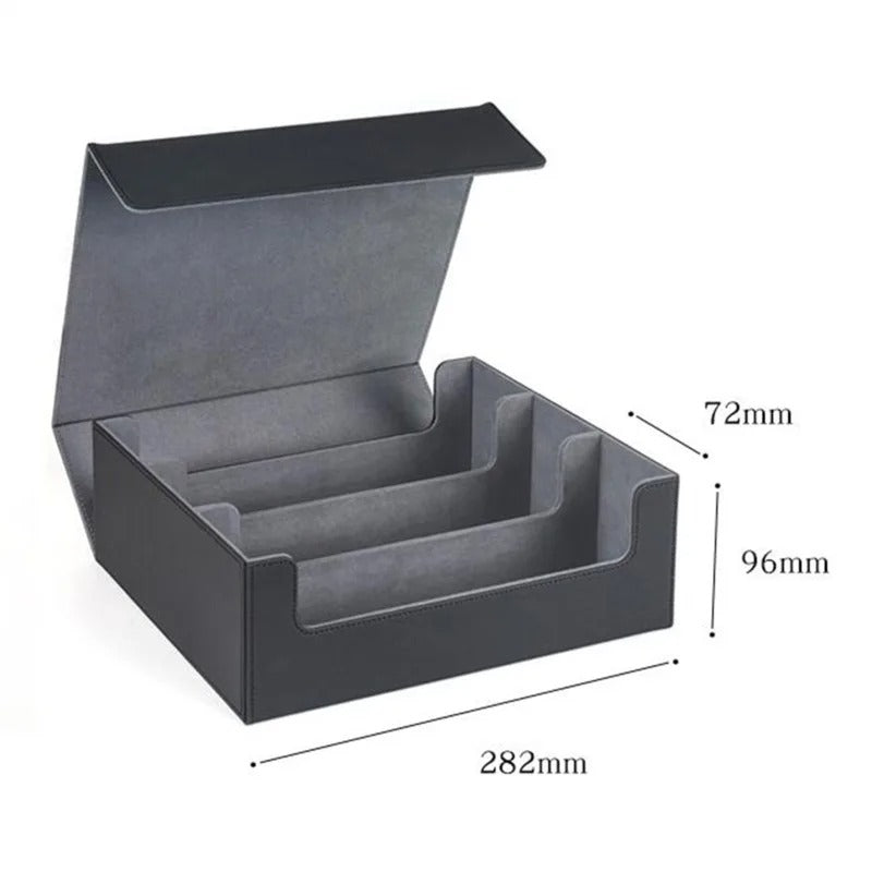 Magnetic Suction Three-Row Card Box - Checkered Leather Game Card Storage Box, Multiple Colors Available - Delicate Leather