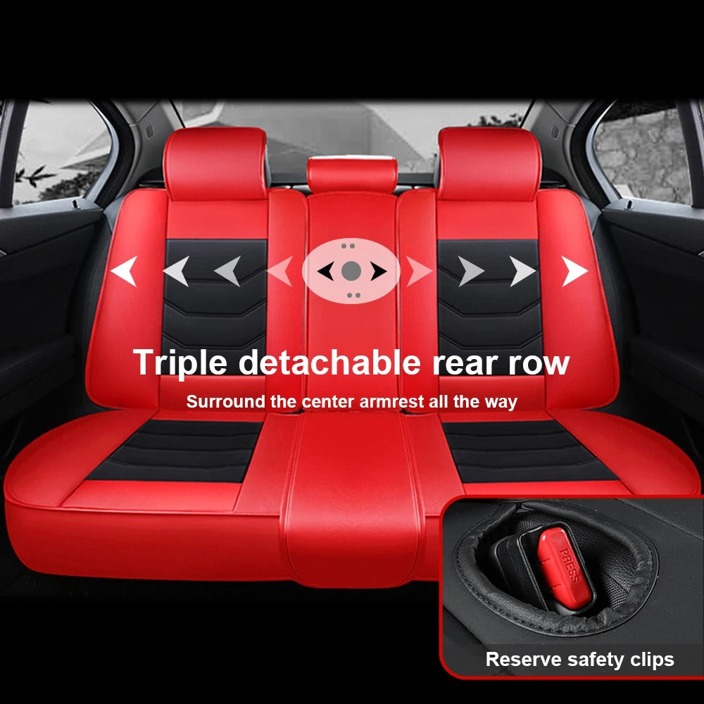 5-Seat Universal PU Leather Car Seat Covers – Full Set Front & Rear Cushions for Sedans, SUVs, Pickup Trucks