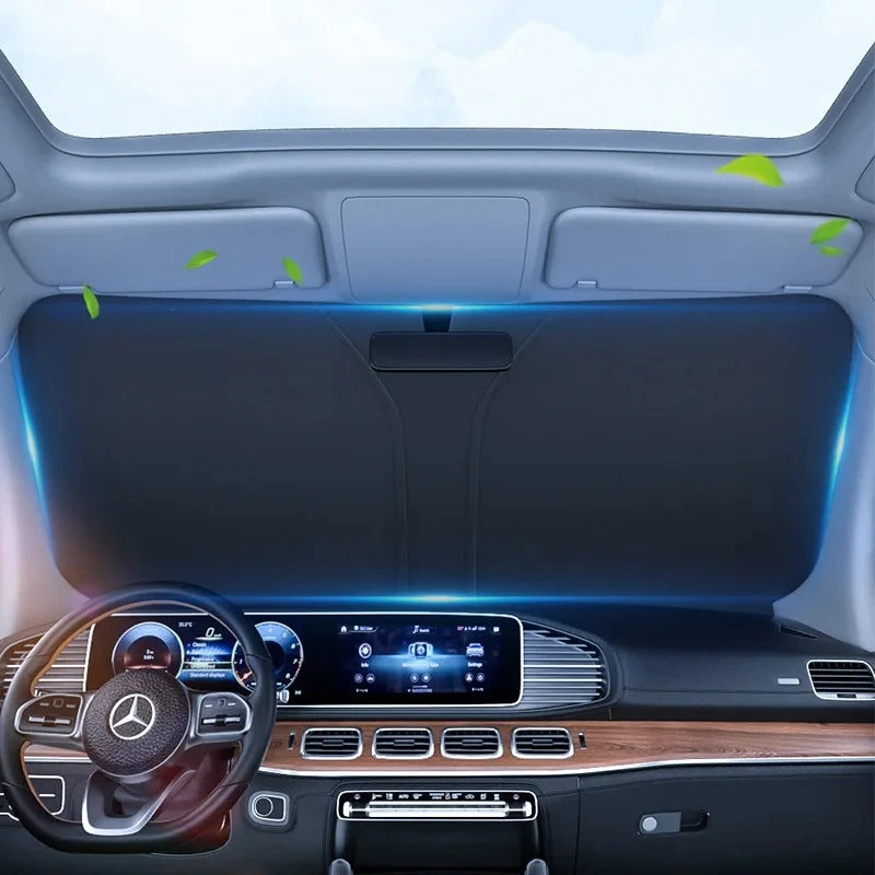 Front Windshield Sunshade – UV-Resistant Sun Visor Cover with Titanium Silver Coating - Delicate Leather