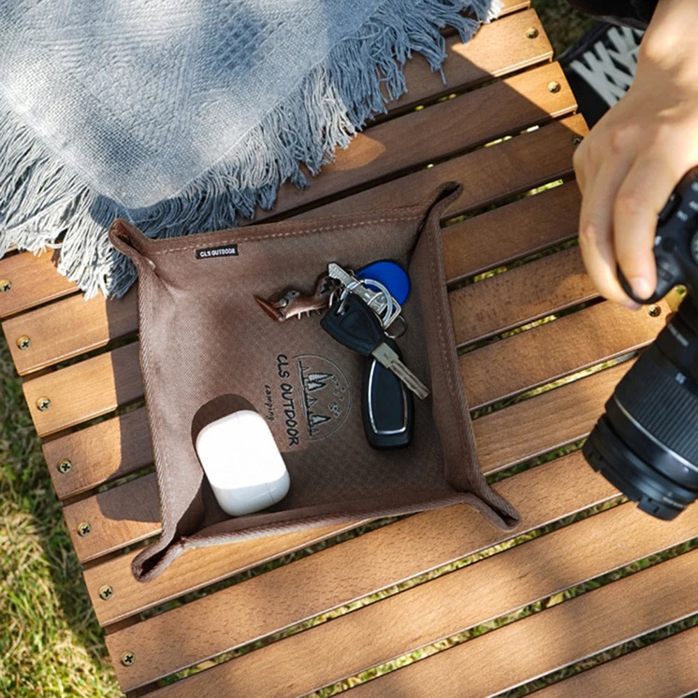 Portable Camping Gadgets Tray Foldable Oxford Storage Box Waterproof Travel Jewelry Sundries Makeup - Delicate Leather