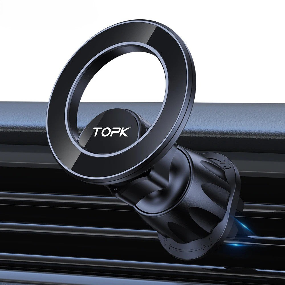 MagSafe Car Phone Holder - Magnetic Air Vent Mount with Strongest Magnet for iPhone and All Phones - Delicate Leather