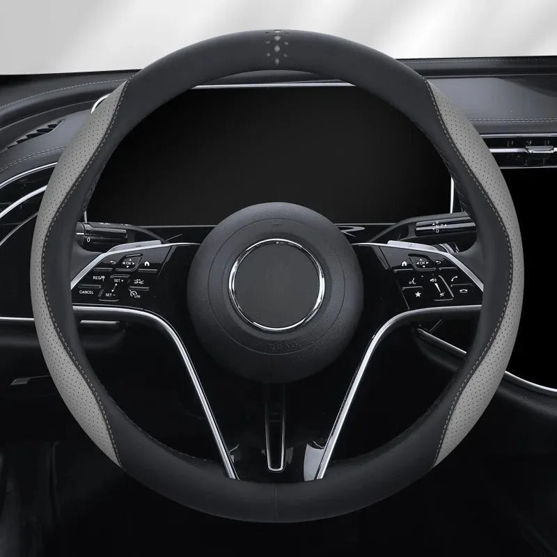 3D Embossed PU Leather Steering Wheel Cover – Universal Anti-Slip Interior Accessory - Delicate Leather