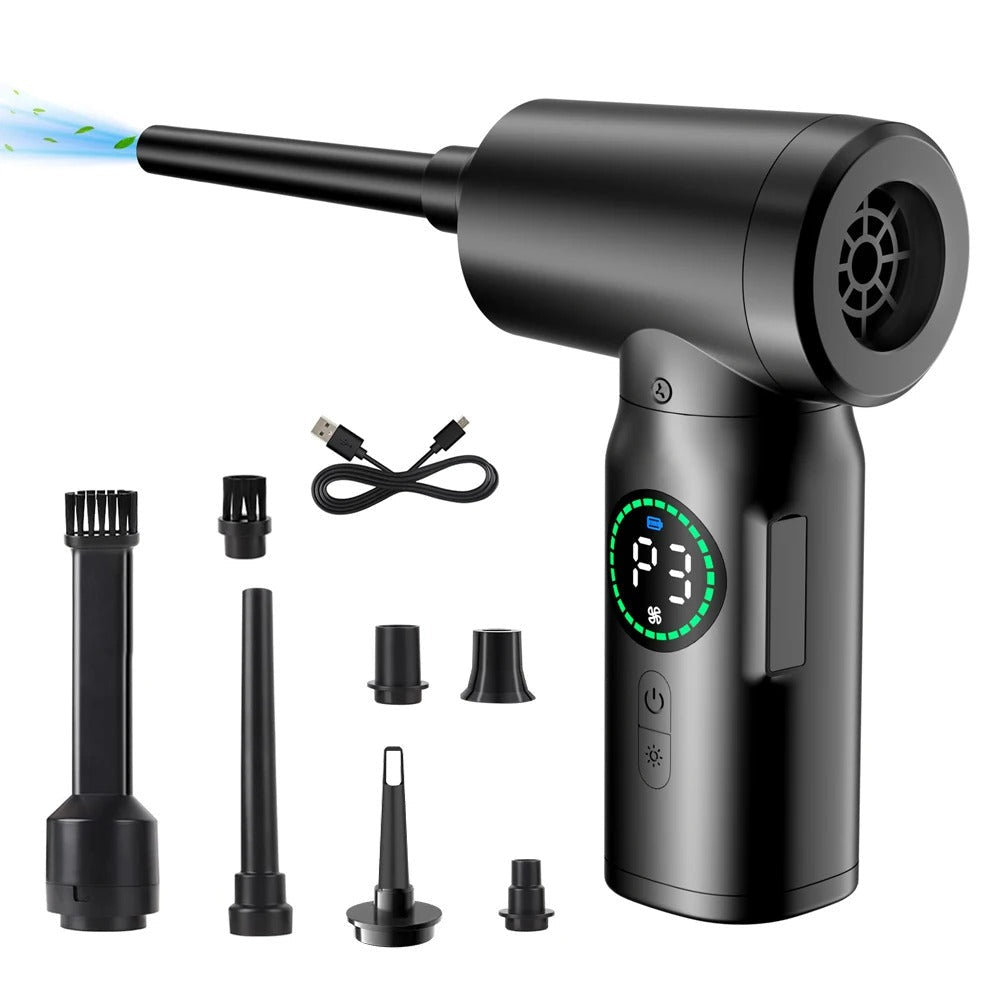 7500mAh Cordless Compressed Air Duster and Vacuum Cleaner – 3-Speed Multi Air Blower for Keyboard and Computer Cleaning - Delicate Leather