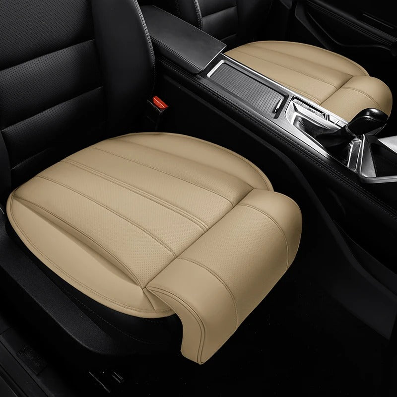 Car Seat Cushion with Extended Leg Support – Leather Anti-Slip Comfort Seat Pad - Delicate Leather