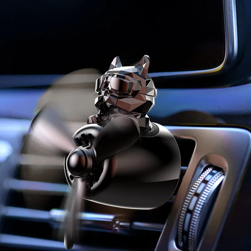 Car Fragrance Auto Air Freshener Cool Bulldog Pilot Rotating Propeller Air Outlet Perfume Flavoring Accessories - Delicate Leather