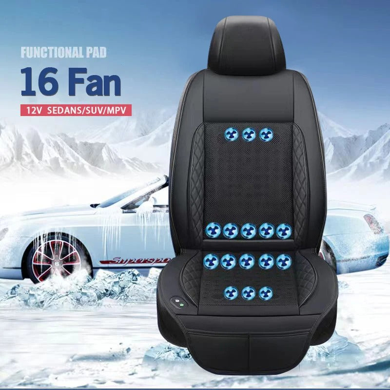 12V Car Cooling Seat Cushion with Built-in Fans – Ventilated Summer Seat Cover with Heat Dissipation and Massage Function - Delicate Leather