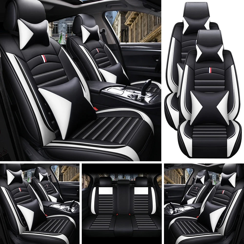 Universal 5-Seats PU Leather Car Seat Covers Full Set – Waterproof, Anti-Scratch, All-Season Protection for Front & Rear Seats