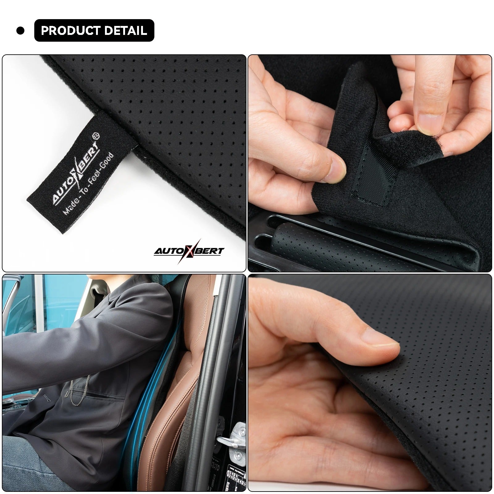 PU Leather Car Cushion Pad – Universal Seat Back Lumbar Pad for All Seasons - Delicate Leather