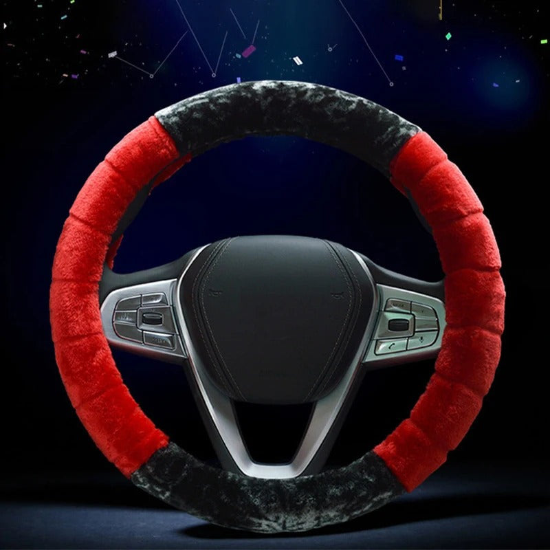 Fluffy Plush Car Steering Wheel Cover – Soft Anti-Slip Universal Fit for Winter Comfort and Car Interior Decoration - Delicate Leather