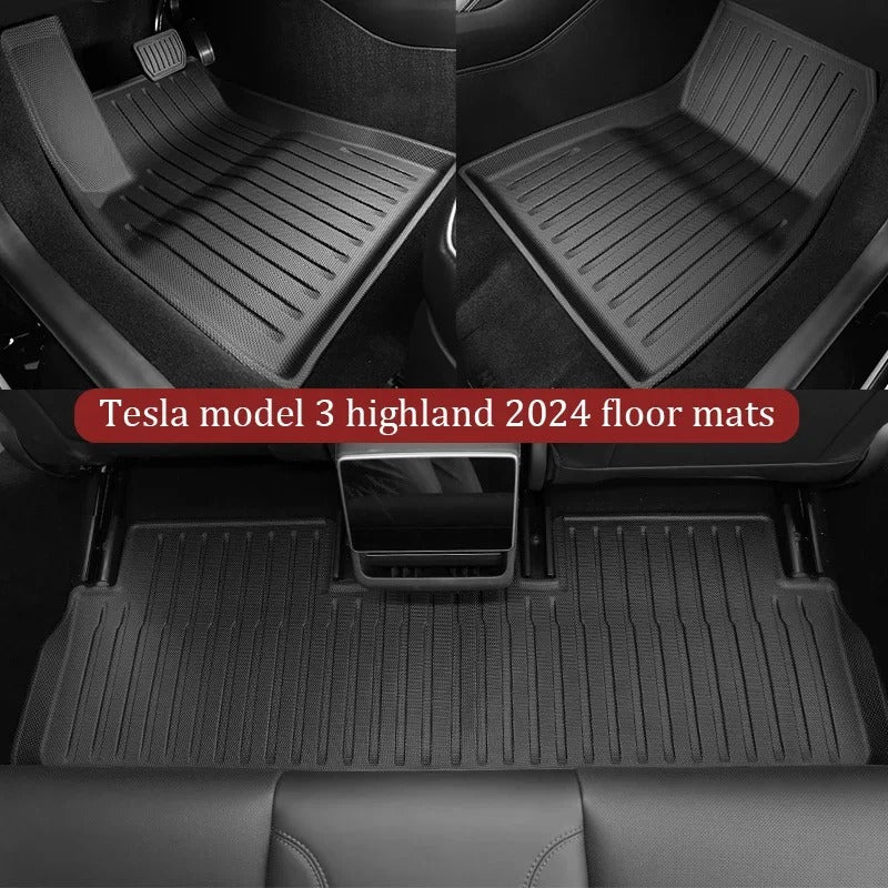 TPE Floor Mats & Cargo Liner for Tesla Model 3 Highland 2024–2025 – Waterproof, Anti-Slip, Left/Right-Hand Drive Compatible - Delicate Leather