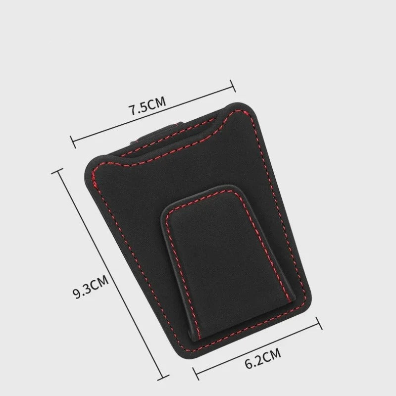 Suede Leather Car Glasses Holder Auto Sun Visor Sunglasses Clip Card Ticket Organizer Universal Multi-Function Car Accessories - Delicate Leather