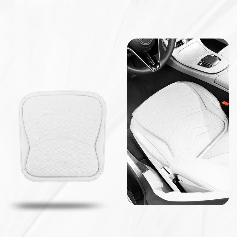 Premium Leather Car Seat Cushion & Lumbar Support – Breathable Non-Slip Interior Accessory - Delicate Leather
