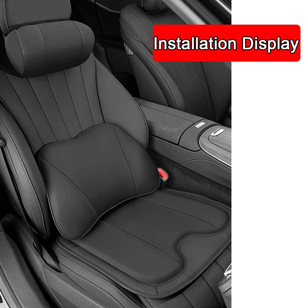 Universal Car Seat Cushion – Nappa Leather Headrest Support Pillow for Car - Delicate Leather