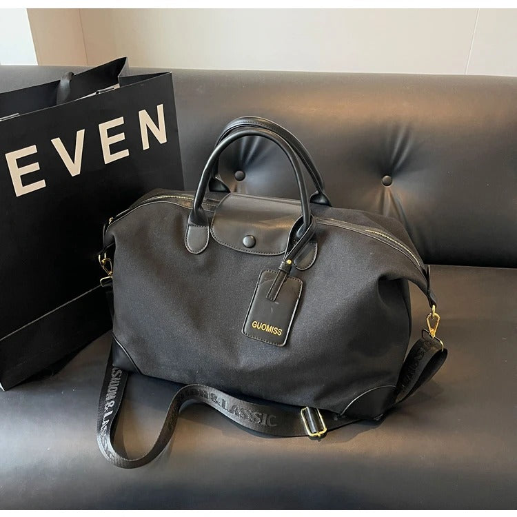 Fashion Canvas Travel Duffle Bag for Women – Versatile Zip Tote for Weekend, Overnight & Carry-On Use - Delicate Leather