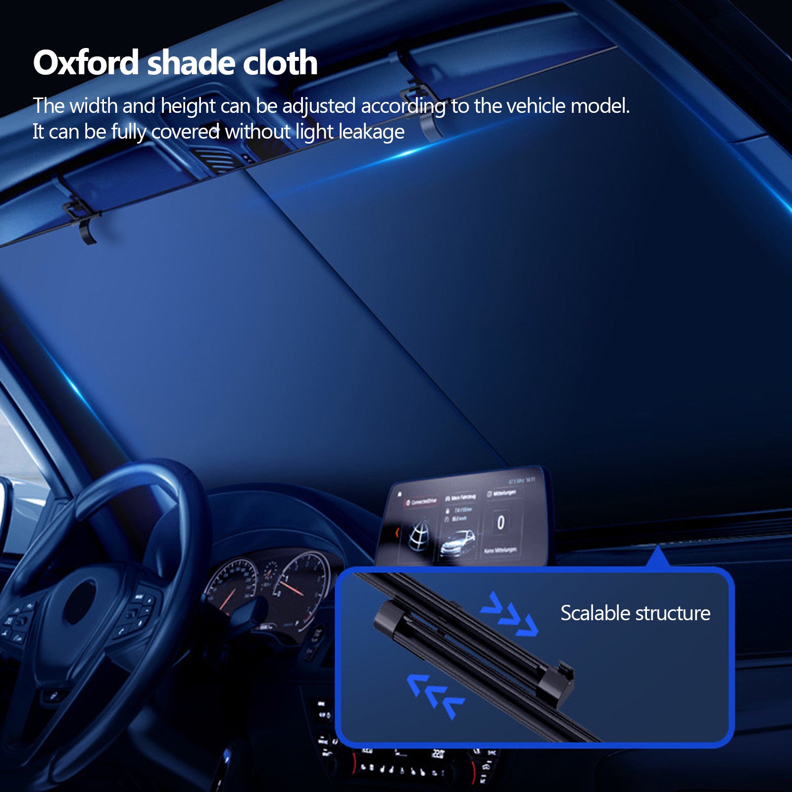 Retractable Windshield Sunshade Sun Visor for Car, Foldable UV Block Car Sunshade Cover with Hook and Suction Cups - Delicate Leather