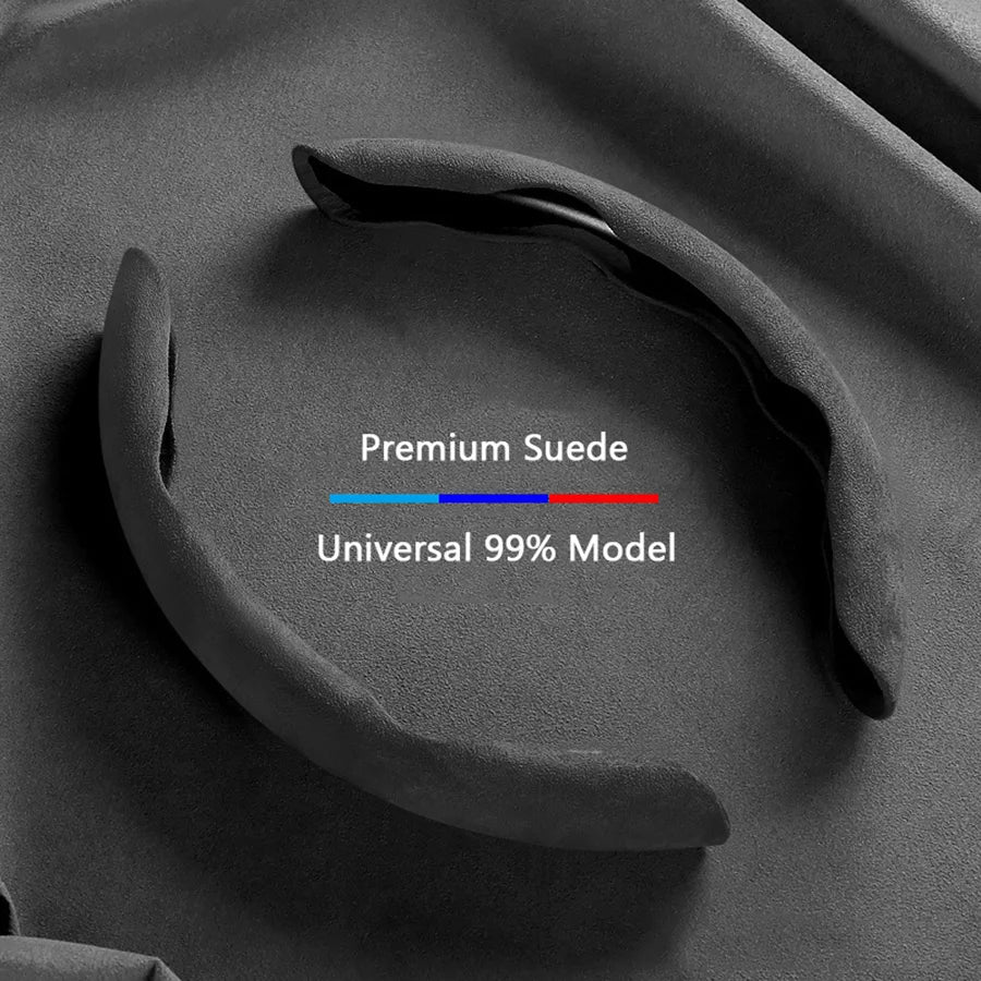 38cm Suede Steering Wheel Booster Cover – Non-Slip Universal Car Steering Protector, Brown (2-Pack) - Delicate Leather