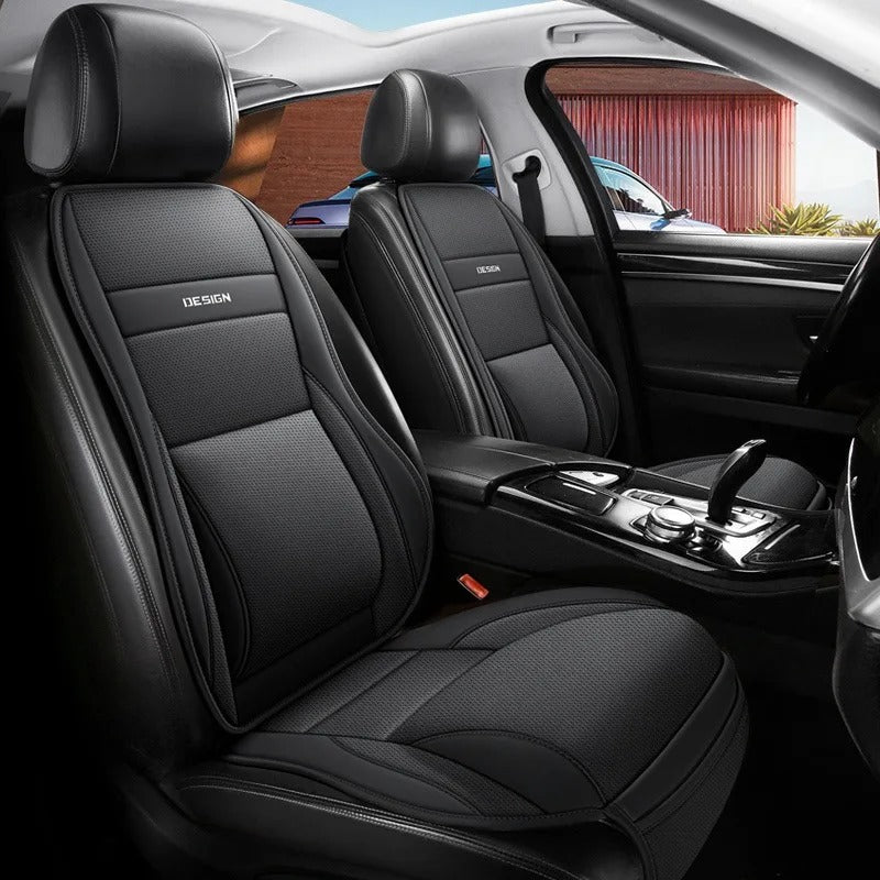 PU Leather Car Cushion Pad – Ventilated Design with Storage Pockets, Universal Fit - Delicate Leather