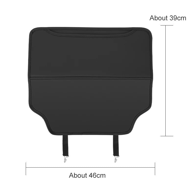 Universal Leather Car Seat Back Protector – Anti-Kick Pad with Storage Pocket - Delicate Leather