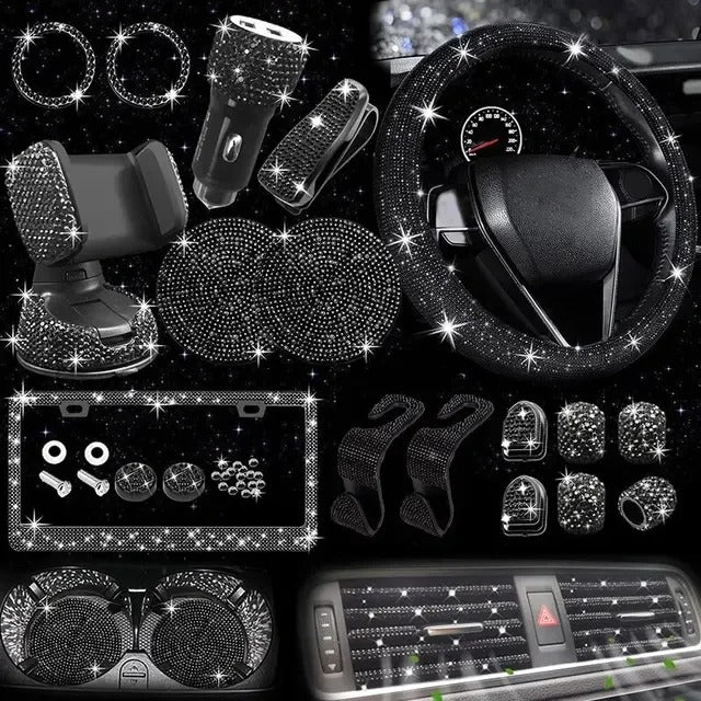 27-Piece Luxury Diamond Car Interior Decoration Gift Box – Stylish Accessories for Women, Gift For Mother's Day 2025