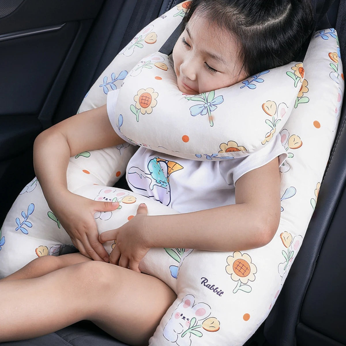 1 Set Cute Kid and Adult Car Sleeping Neck Head Support H-Shape Travel Pillow Cushion, Car Seat Safety Neck Pillow for Child and Women - Delicate Leather