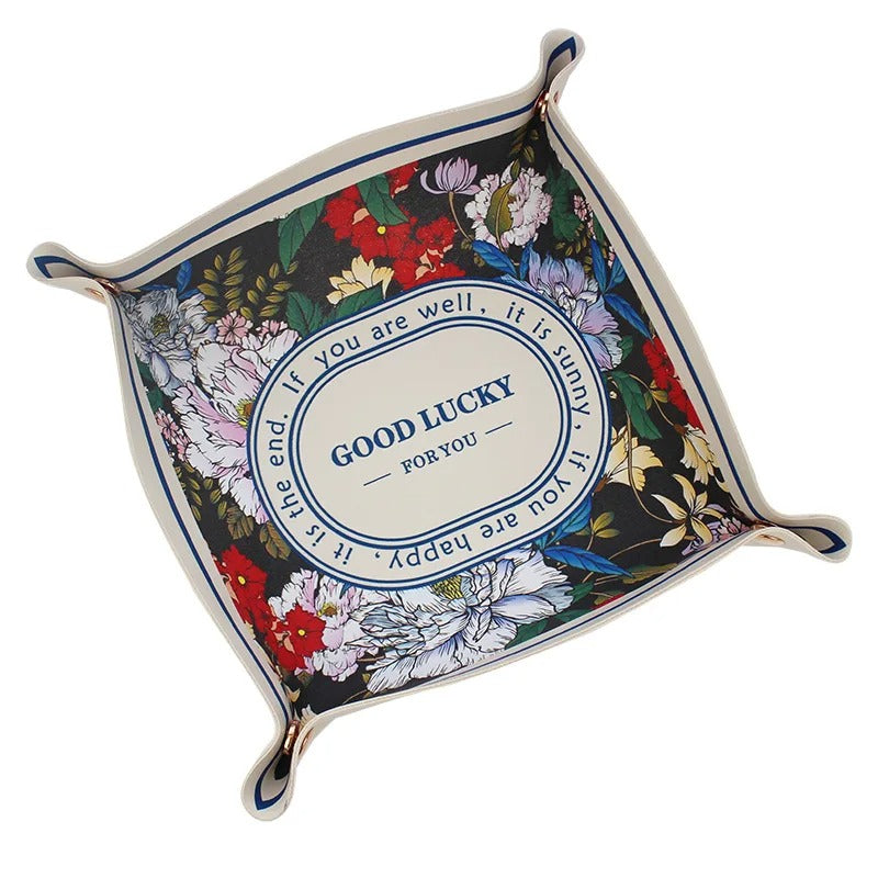 PU Leather Folding Storage Box - Leather Organizer Storage Box, Desktop Storage Key Tray, Dice Coin Jewelry Home Decoration - Delicate Leather