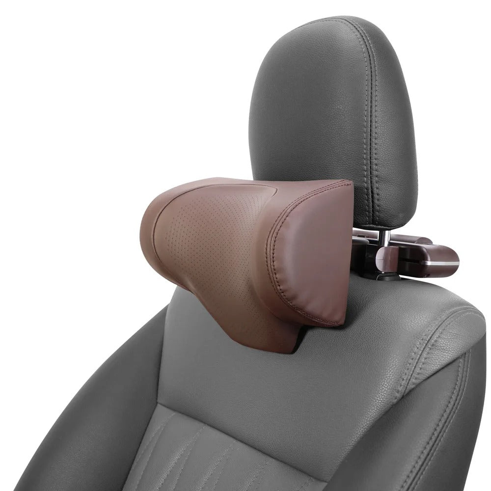 Adjustable Memory Foam Car Headrest Pillow – Universal Neck Support for Driver & Passenger - Delicate Leather