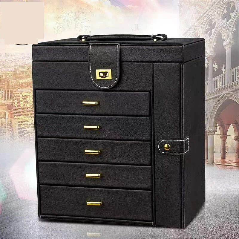 Leather 5-Layer Drawer Jewelry Storage Box - Large Capacity Organizer for Necklaces, Bracelets, Pendants - Delicate Leather