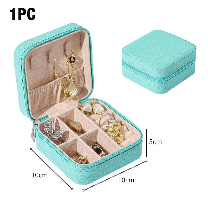 Double Layer PU Leather Portable Travel Jewelry Box - Storage Organizer Packaging Case for Earrings, Rings, Necklaces - Delicate Leather