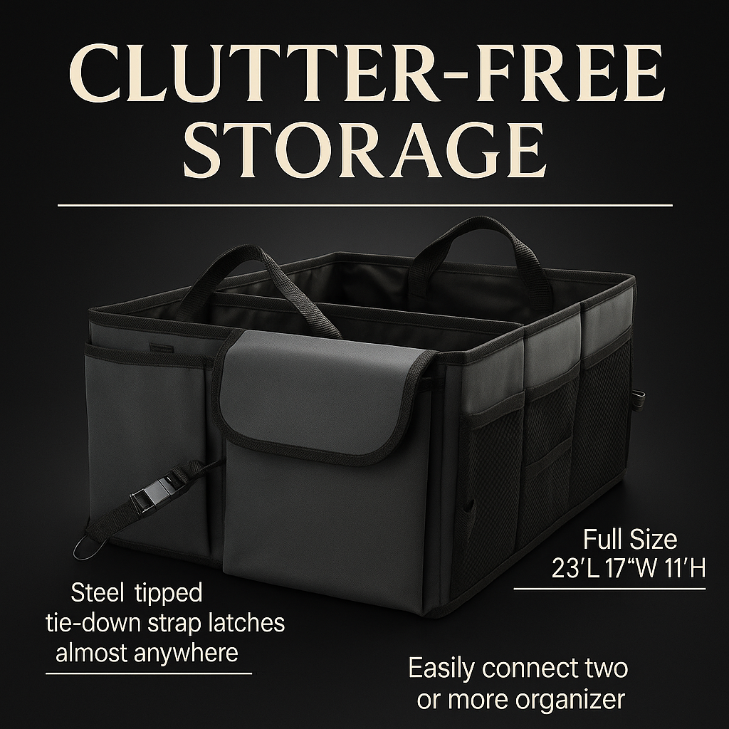 Delicate Leather Car Trunk Organizer - Collapsible, Custom fit for Honda, Multi-Compartment Automotive SUV Car Organizer for Storage w/ Adjustable Straps - Car Accessories for Women and Men WQ12993 - Delicate Leather