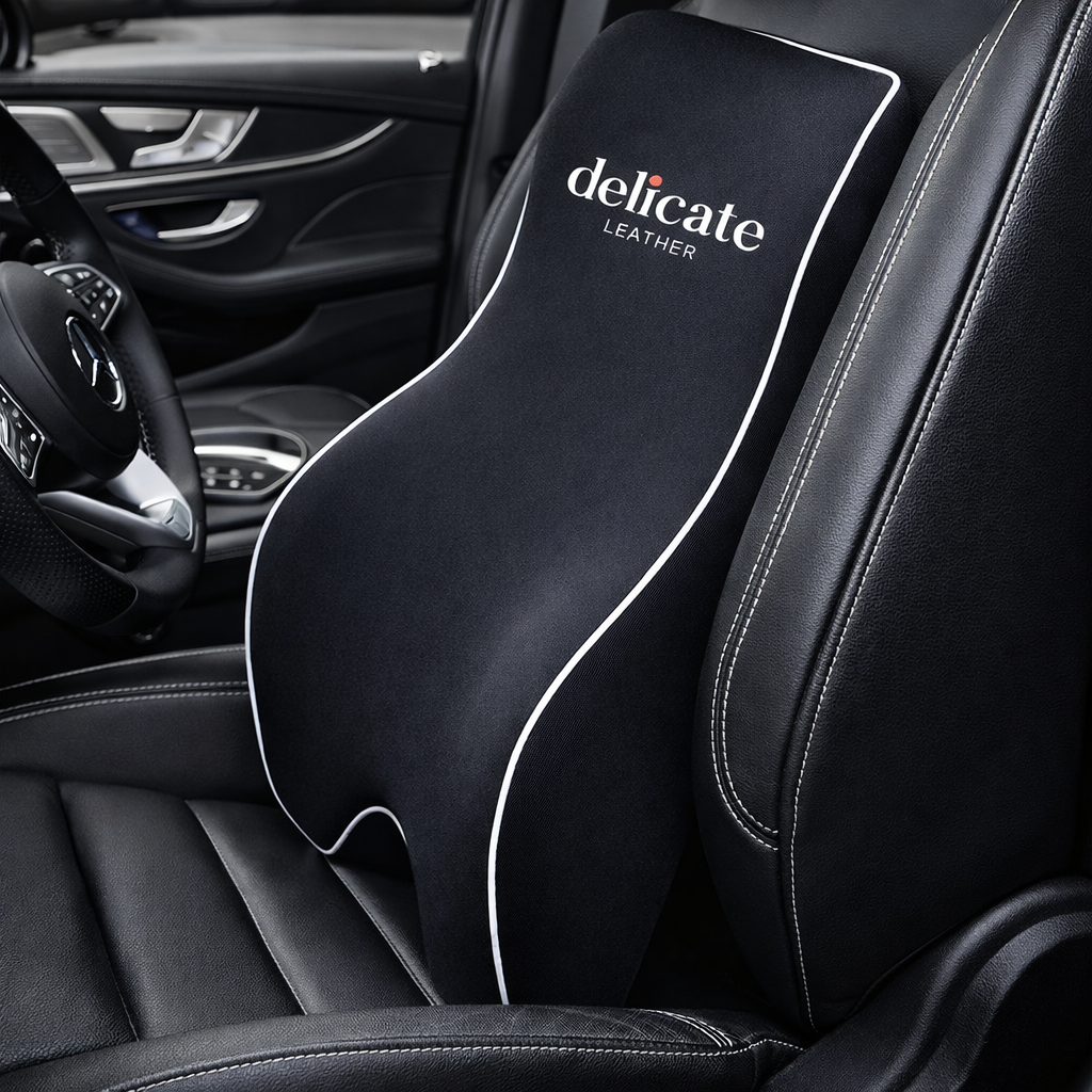 Lumbar Support Cushion for Car and Headrest Neck Pillow Kit, Custom For Cars, Ergonomically Design for Car Seat, Car Accessories UE13983 - Delicate Leather