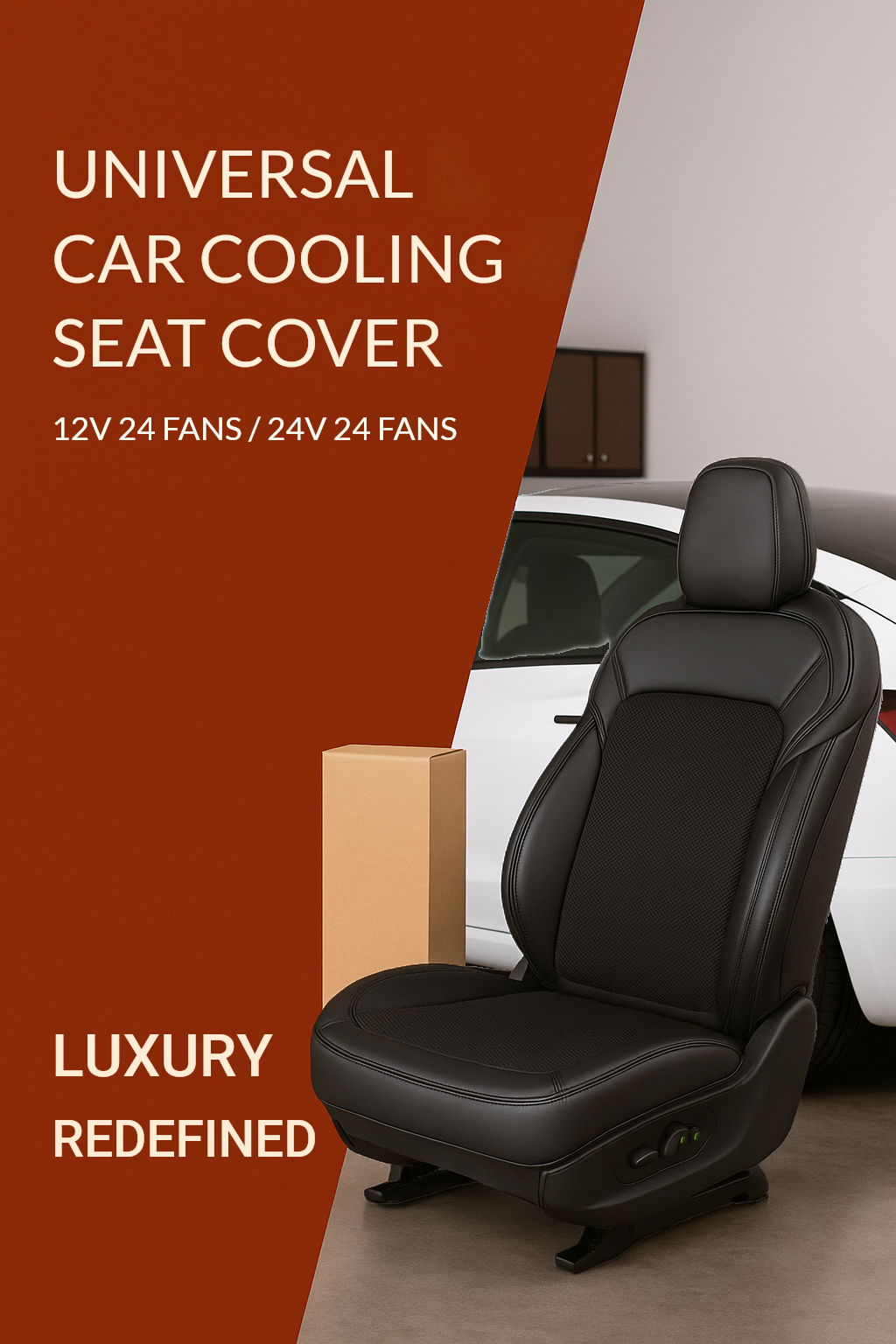 Car Cigarette Lighter Powered 24 Fans Universal Air Conditioning Seat Cover Cooling Car Seat Cushions Car Ventilated Seat Cover - Delicate Leather