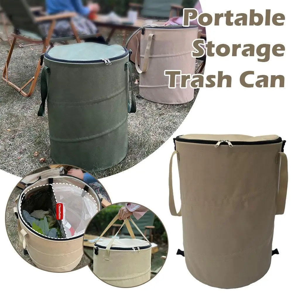 Outdoor Portable Foldable Trash Can Portable Camping Garbage Bin Home Toy Clothing Storage Yard Garden Deciduous Garbage Bag - Delicate Leather