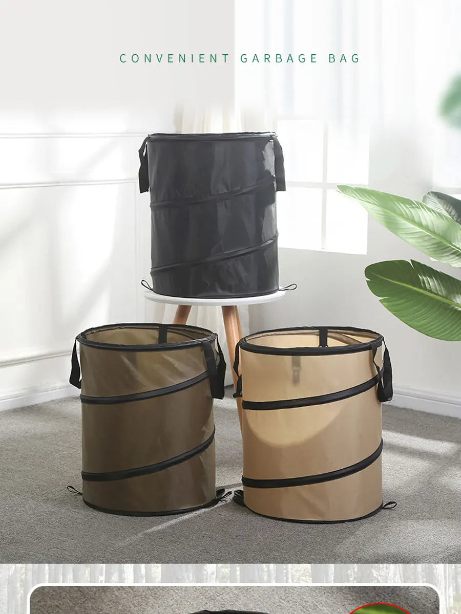 1pc Pop-up Trash Can, Collapsible Car Garbage Can, Car Trash Bag with Elastic Band Hanging, Car Waste Basket with Velcro