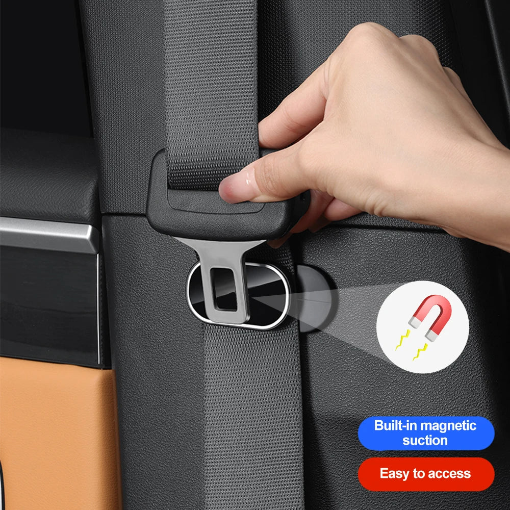 Magnetic Car Seat Belt Holder – Anti-Wear Stabilizer Clip with Adhesive Fastener for Interior Noise Reduction & Enhanced Seat Comfort - Delicate Leather