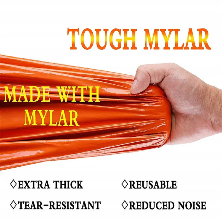 Portable Waterproof Emergency Survival Sleeping Bag: Essential Outdoor EDC Camping Gear, Thermal Sack First Aid Rescue Kit with Mylar Blanket - Delicate Leather