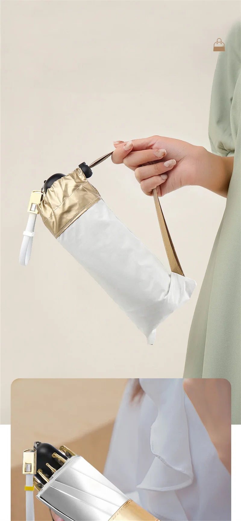 Manual Folding Umbrella with Fan & LED Lighting: Sunscreen UV-Proof Umbrella with USB Charging, Portable Cooling Mini Women Sunshade Umbrella for Outdoor Use - Delicate Leather