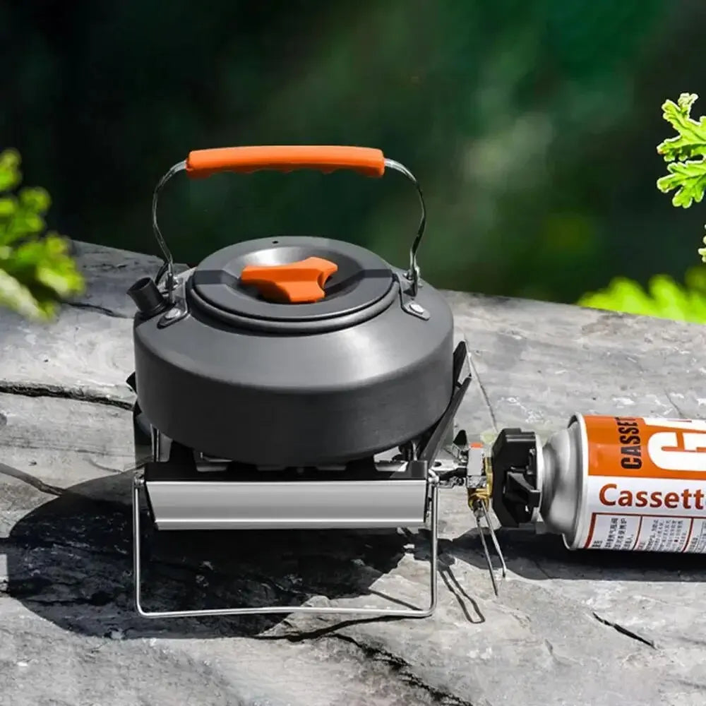 Folding Cassette Stove 2600W: Portable Outdoor Camping Gas Stove, Lightweight Picnic Travel Cooker with Windproof Design - Delicate Leather