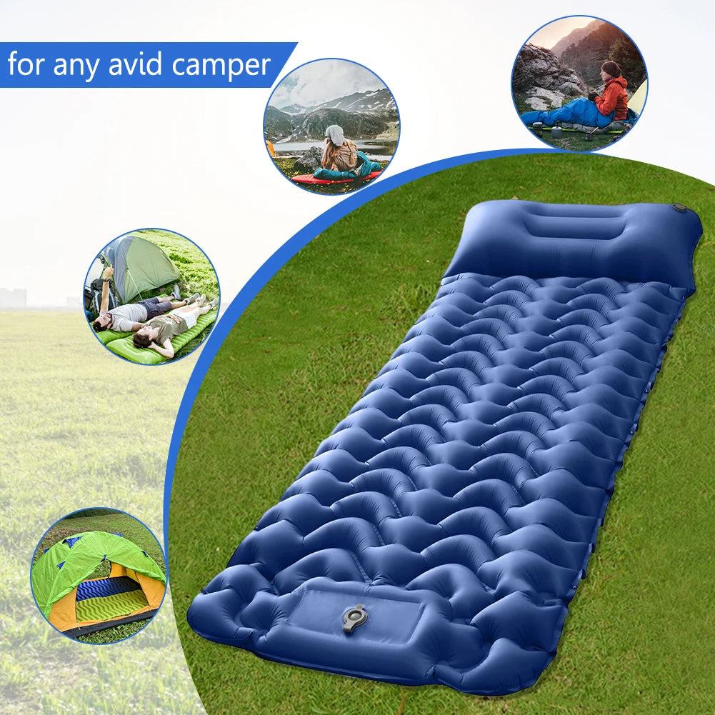 Double-Layer Ultralight Camping Air Mattress: Nylon Foldable Inflatable Air Cushion for Trekking. Wear-Resistant Sleeping Pad Ideal for Outdoor Adventures - Delicate Leather