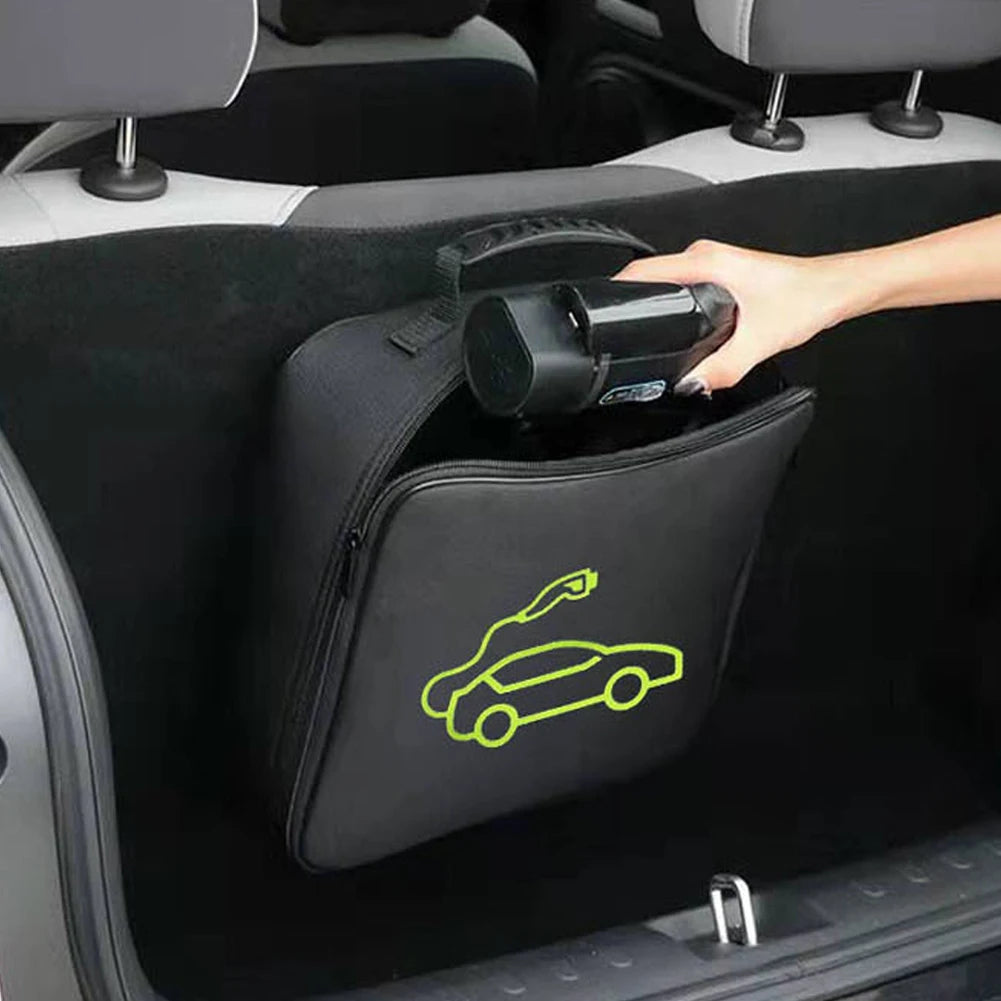Waterproof Cable Organizer Bag: Versatile Jumper Cable Bag for Electric Vehicle Charging and Extension Cord Storage - Delicate Leather